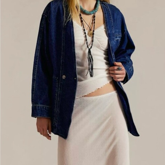 Free People Mathis Denim Jacket in deep indigo size S NWT